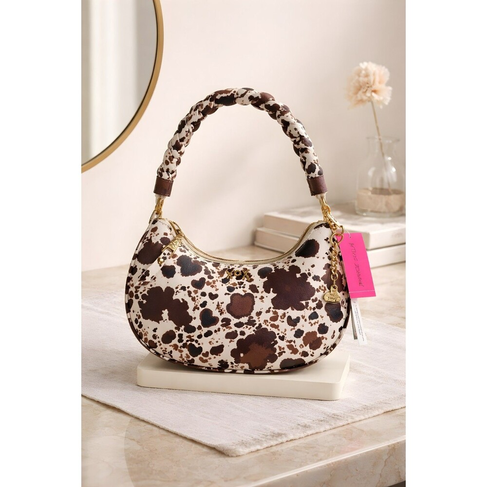 Betsey Johnson Xonorthy Woven Shoulder Handbag Brown Hearted